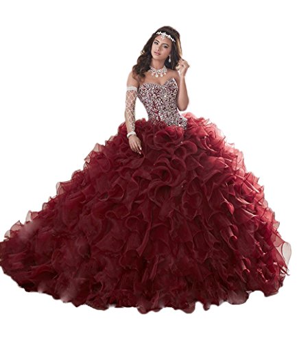 Product Cover XSWPL Gorgeous Heavy Beaded Organza Quinceanera Dresses for Sweet 16 Ball Gowns