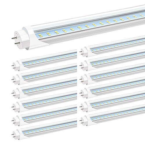 Product Cover JESLED 4FT T8 LED Tube Light Bulbs, 24W 5000K Daylight White, 3000LM, 4 Foot T12 LED Replacement for Flourescent Tubes, Ballast Bypass, Dual-end Power, Clear, Garage Warehouse Shop Lights (12-Pack)