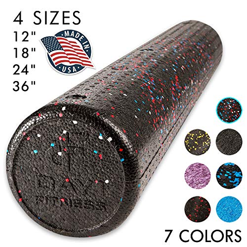 Product Cover High Density Muscle Foam Rollers by Day 1 Fitness - Sports Massage Rollers for Stretching, Physical Therapy, Deep Tissue, Myofascial Release - Ideal for Exercise and Pain Relief - USA Speckled, 36