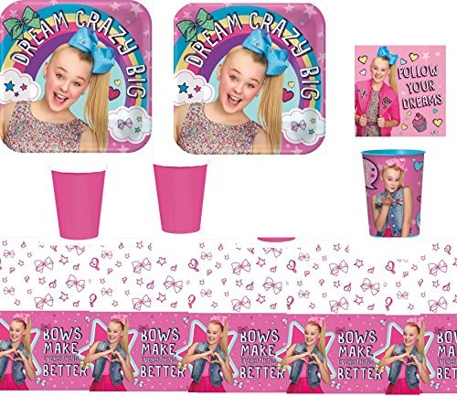 Product Cover Elevenplus2 JoJo Siwa Party Supply Kit for 16 Guests - Plates, Cups, Napkins, Tablecover