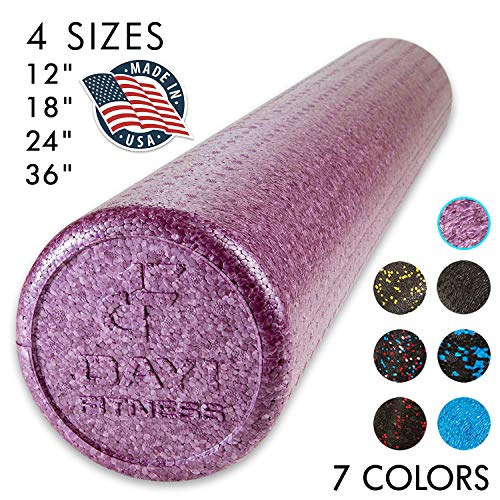 Product Cover High Density Muscle Foam Rollers by Day 1 Fitness - Sports Massage Rollers for Stretching, Physical Therapy, Deep Tissue, Myofascial Release - Ideal for Exercise and Pain Relief - Solid Purple, 36