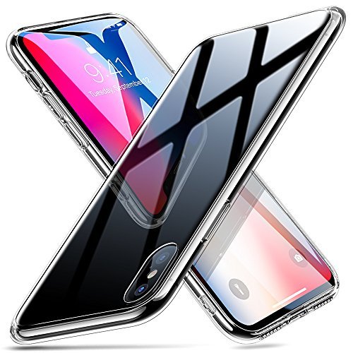 Product Cover ESR iPhone X Case, Anti-Scratch Tempered Glass Back Cover with Soft Silicone Bumper for Apple iPhone X/iPhone 10(Black)