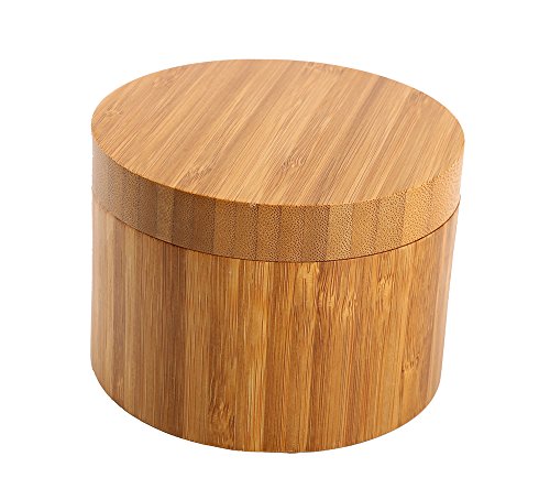 Product Cover Bamboo Salt Box With Magnetic Swivel Lid, 8.5oz Round Spice Container, Secure Durable Storage & Organization for Seasonings, Herbs or Small Items By HTB