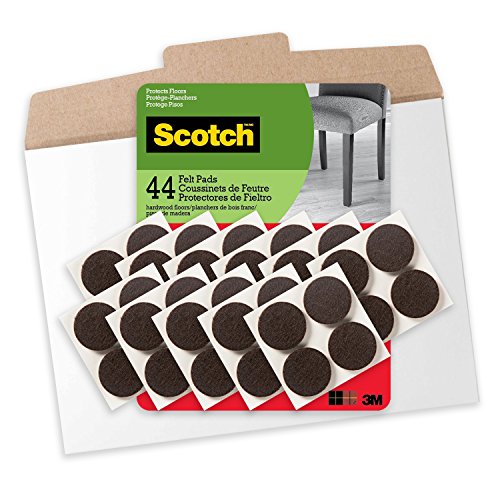 Product Cover Scotch Mounting, Fastening & Surface Protection FP821-44NA 1 Inch Felt Pads in Easy to Open Packaging, 44, Brown