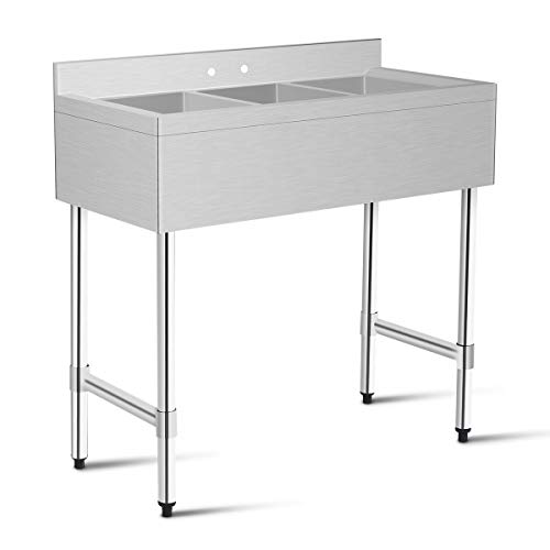 Product Cover Giantex 3 Compartment Sink Kitchen Prep & Utility Sink Heavy Duty Stainless Steel Commercial