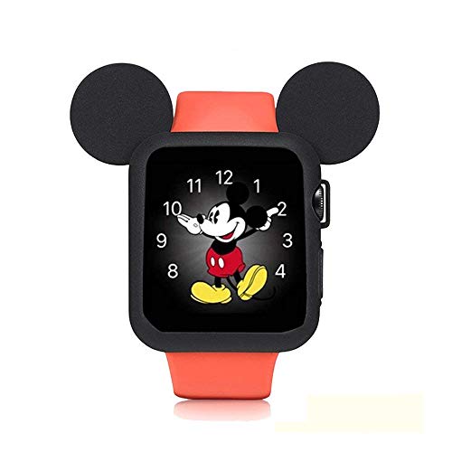 Product Cover pipigo iWatch Case 38MM Series 3/Series 2/Series 1 Sport/Edition/Nike Soft Silicone Protective Cover for Cartoon Mouse Ears Apple Watch Case (Black)