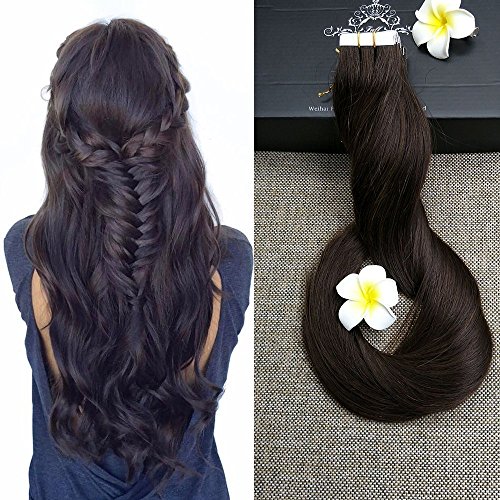 Product Cover Fshine Tape In Hair Extensions 18 Inch Straight Real Human Hair Color 1000 Icy White Blonde Double Sided With Velvet Brazilian Remy Hair Grade 7A Seamless PU Glue On Extensions 20 Pieces 50 Grams