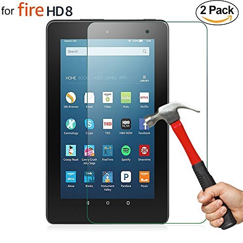 Product Cover [2 Pack] ZTOZ All New Kindle HD 8 Tablet Tempered Glass Screen Protector (9th/8th/7th/6th Generation,2019/2018/2017/2016 Releases), [Easy Installation][Anti-Scratch][Bubble Free]