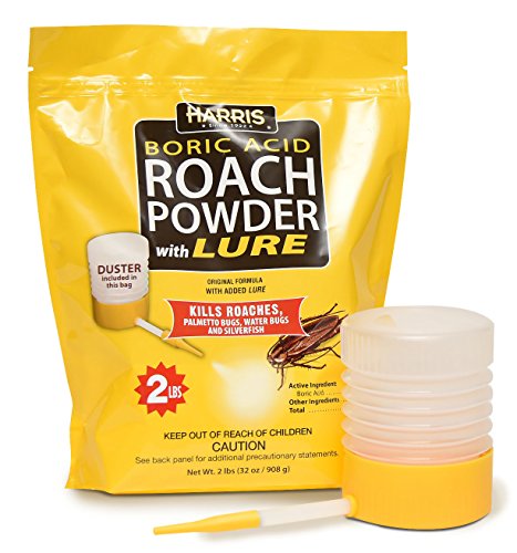 Product Cover Harris Boric Acid Roach and Silverfish Killer Powder w/Lure, Powder Duster Included in The Bag (32oz)