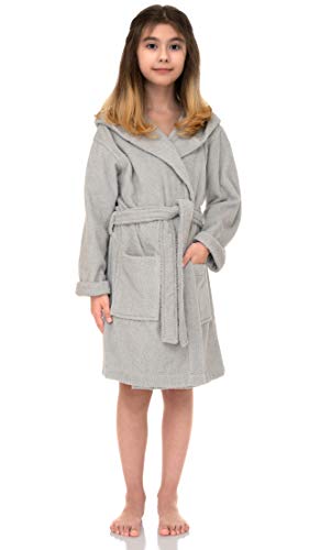 Product Cover TowelSelections Little Girls' Beach Cover-up, Kids Hooded Cotton Terry Pool Cover-up Size 6 Glacier Gray