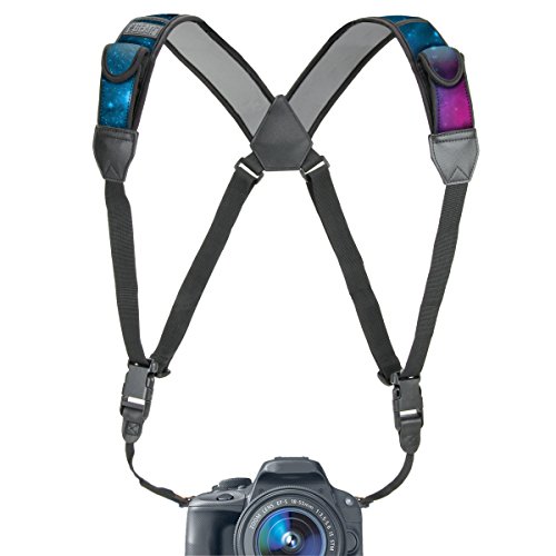 Product Cover USA Gear DSLR Camera Strap Chest Harness with Quick Release Buckles, Galaxy Neoprene Pattern and Accessory Pockets - Compatible with Canon, Nikon, Sony and More Point and Shoot, Mirrorless Cameras