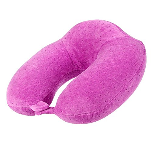 Product Cover ZSZBACE Memory Foam Travel Pillow- Round U-Shaped Neck/Head Support with Pillowcase Protector for Sleeping, Airplanes, Train and Camping (Purple)