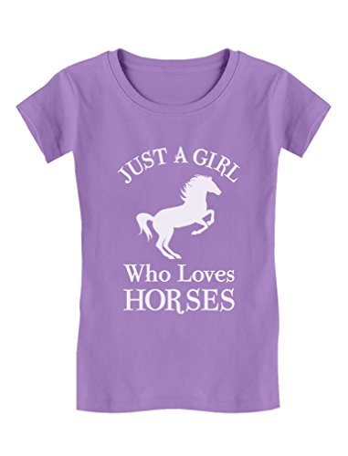 Product Cover Tstars - A Girl Who Loves Horses Horse Lover Gift Girls' Fitted Kids T-Shirt
