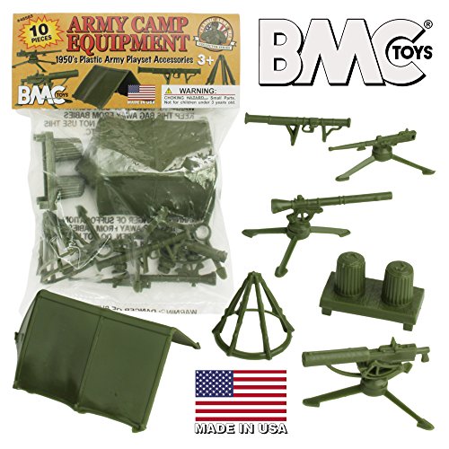 Product Cover BMC Classic Plastic Army Men Playset Accessories - 10pc Military Camp - US Made