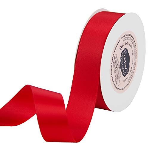 Product Cover VATIN 1 inch Double Faced Polyester Satin Ribbon Hot Red - 25 Yard Spool, Perfect for Wedding, Wreath, Baby Shower,Packing and Other Projects.
