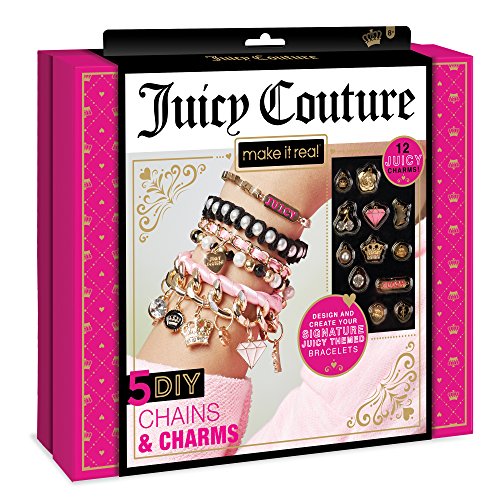 Product Cover Make It Real - Juicy Couture Chains and Charms. DIY Charm Bracelet Making Kit for Girls. Design and Create Girls Bracelets with Juicy Couture Charms, Beads, Velvet Ribbon, Gold Chains and More
