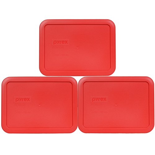 Product Cover Pyrex 7210-PC 3 Cup Red Rectangle Food Storage Lid for Glass Dish (3, Red)