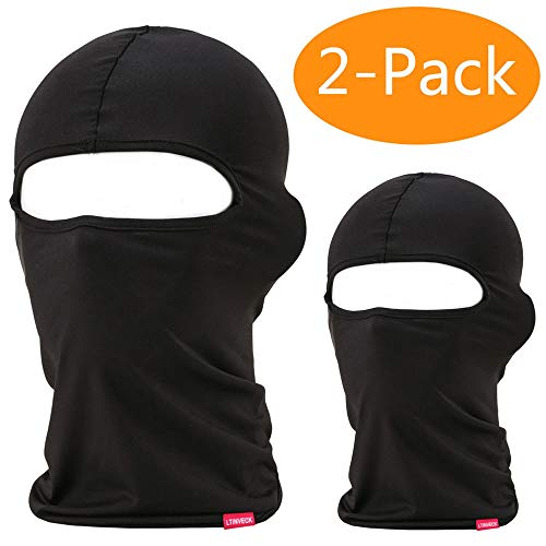 Product Cover Balaclava Face Mask, Adjustable Windproof Ski Mask Women & Men, Headwear Neck Warmer for Skiing,Cycling,Motorcycle,Hiking,Outdoor Sports, Lycra Fabrics UV Protection Tactical Balaclava (2 Pack) Black
