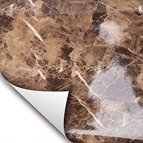 Product Cover Wallstickery Marble Paper for Counter Top Brown Yellow Gray Granite Stone Look Gloss Self Adhesive Peel Stick Sticky Wall Stickers Removable Contact on Furniture Kitchen Cabinets