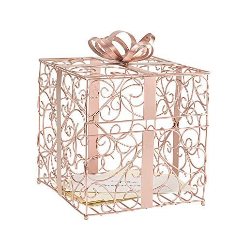 Product Cover Cathy's Concepts Reception Gift Card Holder - Rose Gold, Metal Construction, Glitter Accents, Perfect for Weddings, Graduations & More