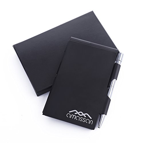 Product Cover Metal Pocket Notebook-Convenient Aluminum Note Case with Mini Pen and Notepad-AMASSAN