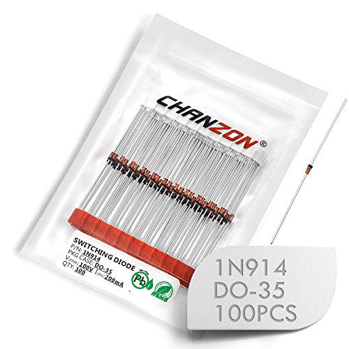 Product Cover (Pack of 100 Pieces) Chanzon 1N914 Small Signal Fast Switching Diodes High-Speed Axial 200mA 100V DO-35 (DO-204AH) IN914 914 200 mA 100 Volt