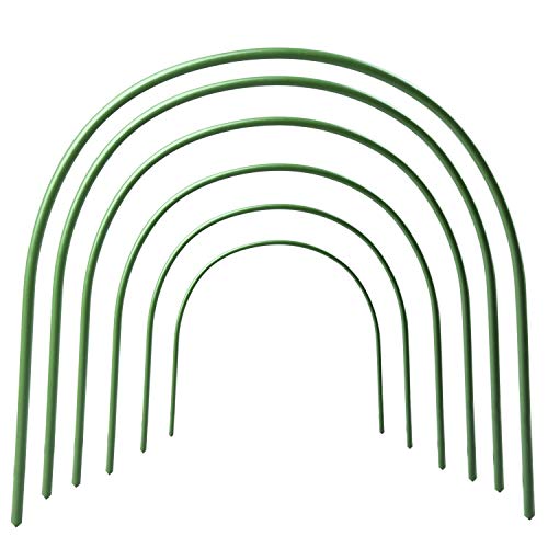 Product Cover Greenhouse Hoops Rust-free Grow Tunnel 4ft Long Steel with Plastic Coated Support Hoops for Greenhouse, 6 Pack