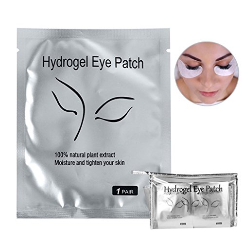 Product Cover 110 Pairs Eyelash Extension Gel Patches Kit, Lash Extension Lint Free Under Hydrogel Eye Mask Pads Beauty Tool with Transparent Cosmetic Bag (110 Pair Silvery)