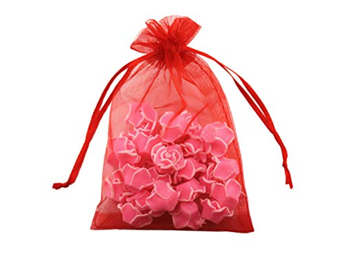 Product Cover 8 x 12 Inch 100 Drawstring Bags Gold Silver Fabric Jewelry Gift Pouch Candy Pouch Wedding Favors (red)