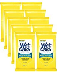 Product Cover Wet Ones Antibacterial Hands & Face Wipes, Citrus Scent, 20 Count Travel Pack (Pack of 10)