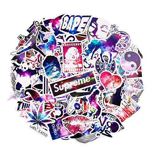 Product Cover BREEZYPALS Stickers [100 pcs], Galaxy Laptop Stickers Motorcycle Bicycle Luggage Decal Graffiti Patches Skateboard Stickers for Laptop - No-Duplicate Sticker Pack ...