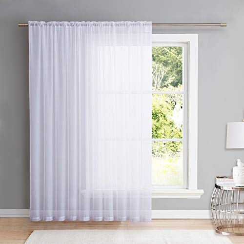 Product Cover NICETOWN Extra Wide Sheer Curtain, Rod Pocket Soft Voile Textured Privacy Sheer Panels Window Treatment for French Glass & Patio Door (100