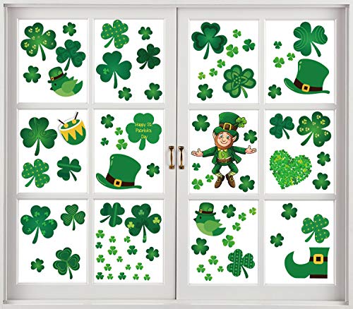 Product Cover jollylife 110+ St Patrick's Day Shamrock Decorations - Window Clings Decal Stickers Party Ornaments