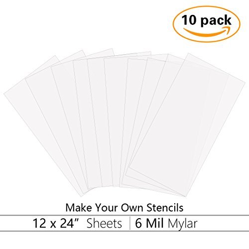 Product Cover Make Your Own Stencil - 10 Pack 6 Mil 12 x 24 inch Blank Stencil Sheets - Ideal for Use with Cricut & Silhouette Machines(Mylar Material)