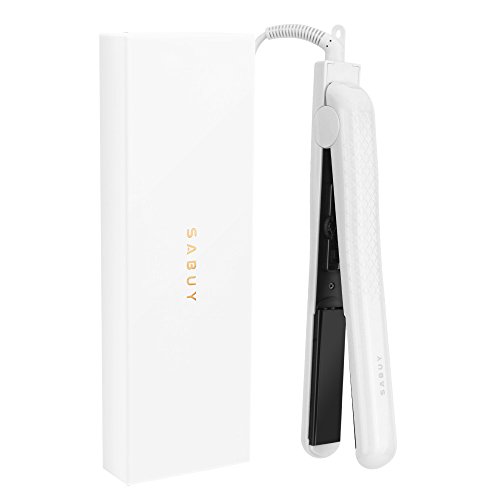 Product Cover SABUY Ceramic Flat Iron for Hair, Professional 1 Inch Hair Straightener, Dual Voltage for Worldwide Traveling, 038 (White)