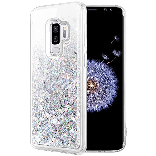 Product Cover Caka Galaxy S9 Plus Case, Galaxy S9 Plus Glitter Case Liquid Series Luxury Fashion Bling Flowing Liquid Floating Sparkle Glitter Soft TPU Case for Samsung Galaxy S9 Plus (Silver)