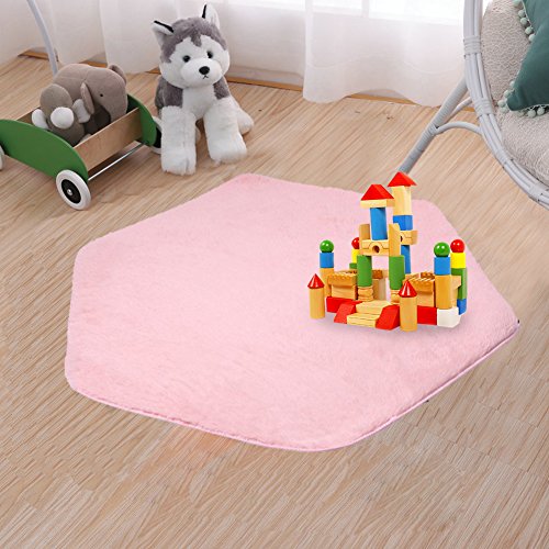 Product Cover beebeerun Kids Play Mat Plush Carpet Rug Hexagon Coral Play Mat Rug for Princess Tent
