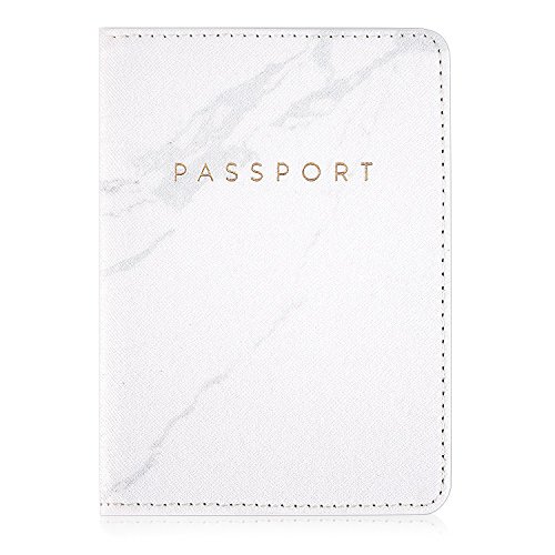 Product Cover Leminimo Leather Marble Passport Cover Passport Holder With RFID Blocking - Marble Print Passport Case Travel Wallet