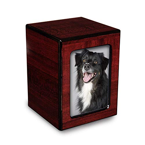 Product Cover Chateau Urns - Society Collection - Small - Photo Keepsake Cremation Urn - Pet Memorial Box for Ashes - Cherry Finish