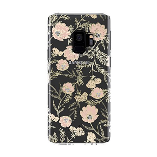 Product Cover kate spade new york Protective Hardshell Case for Samsung Galaxy S9 - Multi Blossom Pink/Clear/Gold with Stones