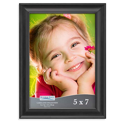 Product Cover Icona Bay 5x7 Picture Frame (1 Pack, Black), Black Photo Frame 5 x 7, Composite Wood Frame for Walls or Tables, Set of 1 Lakeland Collection