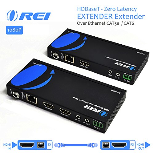 Product Cover OREI HDMI Extender Over Ethernet CAT5e/CAT6 Power Over Cable - HDBaseT - Zero Latency - 1080P Upto 500 Feet -IR Signal