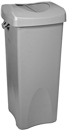 Product Cover Rubbermaid Commercial Products Untouchable Square Trash/Garbage Container with Lid, Gray (2001584)