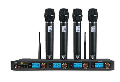 Product Cover PRORECK MX44 4-Channel UHF Wireless Microphone System with 4 Hand-held Microphones Karaoke Machine for Party/Wedding/Church/Conference/Speech