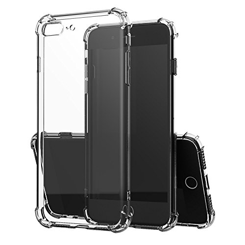Product Cover iPhone 7 Plus Case, iPhone 8 Plus Phone Shell, Mooseng Transparent Crystal Clear Shock Absorption Technology Bumper Soft TPU Cover Case for iPhone 7 Plus (2016)/iPhone 8 Plus (2017) - Clear