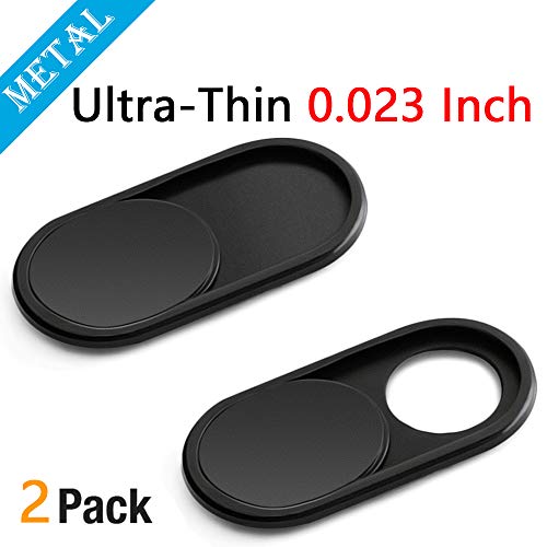 Product Cover CloudValley Webcam Cover Slide[2-Pack], 0.023 Inch Ultra-Thin Metal Web Camera Cover for MacBook Pro, iMac, Laptop, PC, iPad Pro, iPhone 8/7/6 Plus, Protect Your Visual Prvacy [Black]