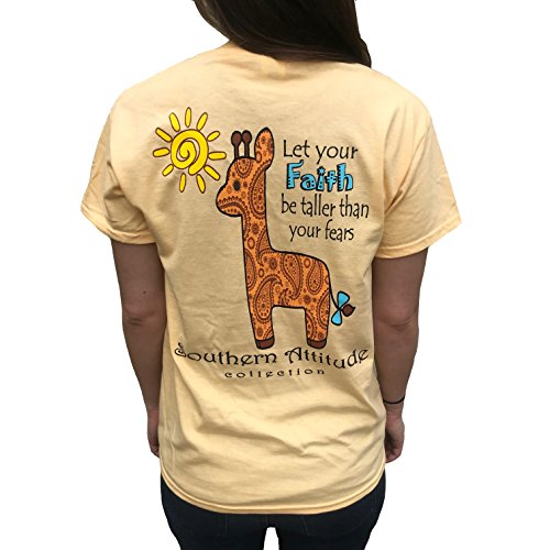 Product Cover Southern Attitude Let Your Faith Be Taller Than Your Fears Giraffe Yellow Women's T-Shirt