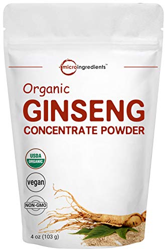 Product Cover Maximum Strength Organic Ginseng Root 200:1 Powder, 4 Ounce, with Active Ginsenosides to Support Energy, Immune, Mental Health and Physical Performance, No Irradiated, No GMOs and Vegan Friendly