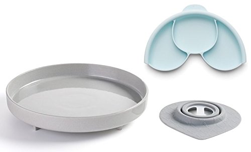 Product Cover Miniware Healthy Meal Set with Sandwich Plate, Divider, and Detachable Suction Foot for Baby Toddler Kids - Promotes Self Feeding | Eco-Friendly and BPA Free | Dishwasher Safe (Nordic Lake and Aqua)