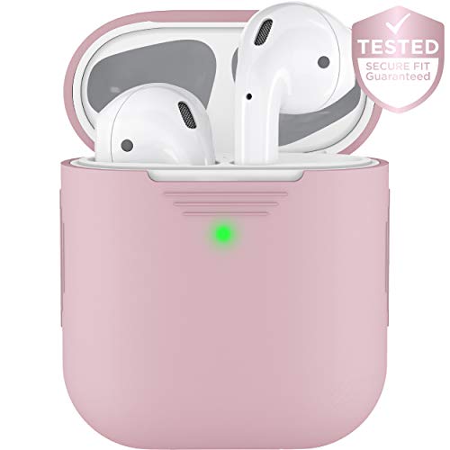Product Cover PodSkinz AirPods 2 & 1 Case [Front LED Visible] Protective Silicone Cover and Skin Compatible with Apple AirPods (Without Carabiner, Pretty in Pink)